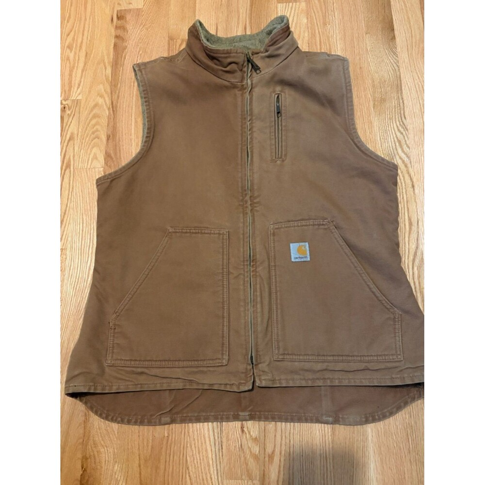 Carhartt Brown Workwear Canvas  Women's Vest Fleece Lined Large